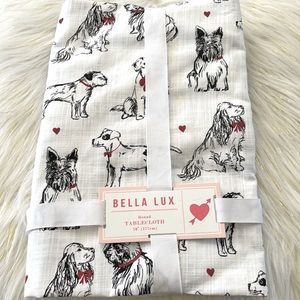 Bella Lux Dog Print Round Table Cloth! Adorable! NWOT